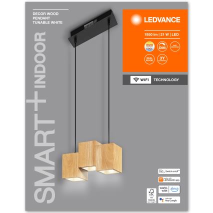 Ledvance - LED Dimmable κρεμαστό φωτιστικό οροφής ράγα DECOR WOOD 3xLED/7W/230V Wi-Fi