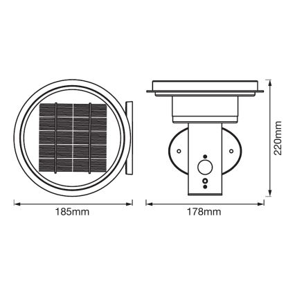 Ledvance - LED Dimmable ηλιακό φωτιστικό με αισθητήρα CIRCLE LED/6W/3,2V 2200 mAh IP44