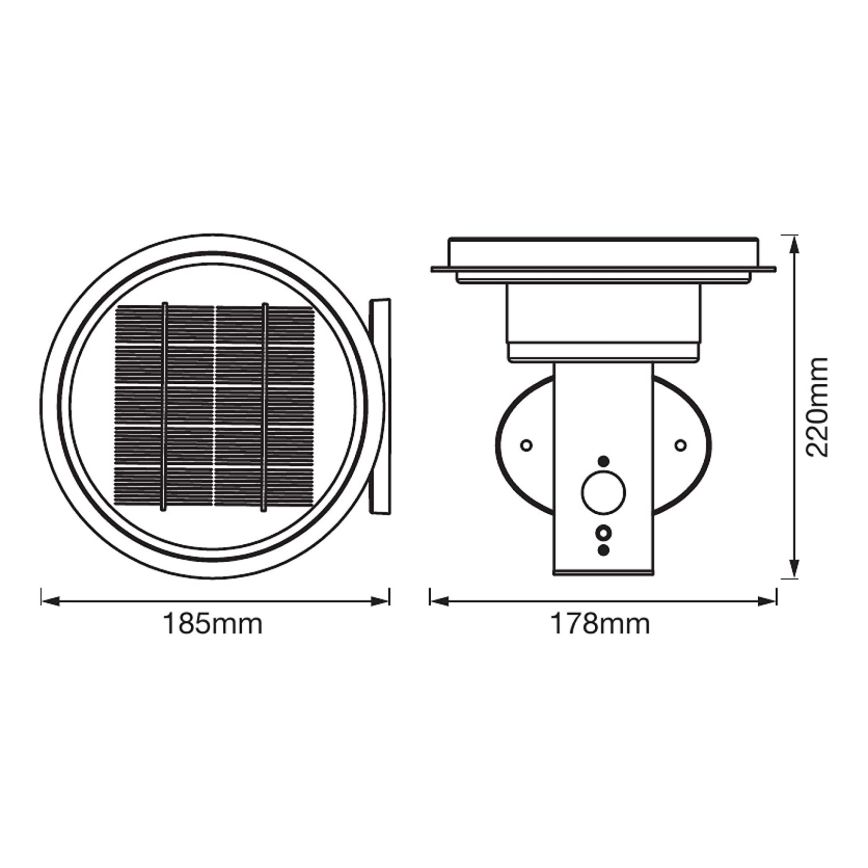 Ledvance - LED Dimmable ηλιακό φωτιστικό με αισθητήρα CIRCLE LED/6W/3,2V 2200 mAh IP44