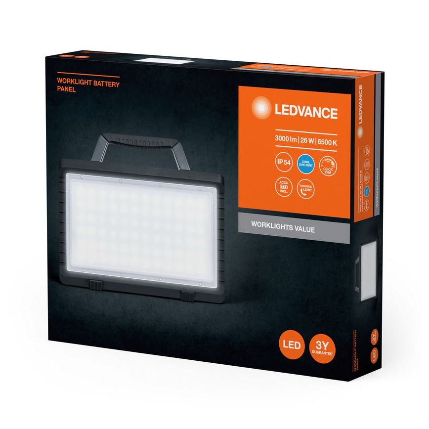 Ledvance - LED Dimming Εξωτερικού χώρου επαναφορτιζόμενος προβολέας WORKLIGHT BATTERY LED/26W/5V 2200 mAh IP54