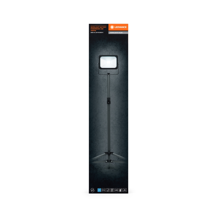 Ledvance- LED Dimmable προβολέας με βάση WORKLIGHT TRIPOD LED/20W/3,7V IP54