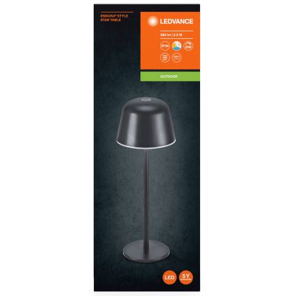 Ledvance - LED Dimmable φωτιστικό εξωτερικού χώρου επαναφορτιζόμενο TABLE LED/2,5W/5V IP54 μαύρο