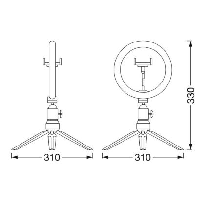 Ledvance - LED Dimmable  Επιτραπέζιο φωτιστικό με τρίποδα και βάση στήριξης κινητού για vlogging LED/5,5W/USB 3000/4000/6500K