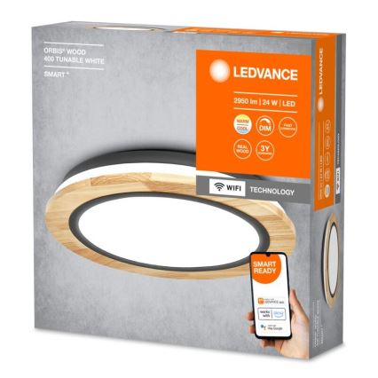 Ledvance - LED Dimmable φωτιστικό οροφής SMART+ ORBIS WOOD LED/24W/230V 2700-6500K δρυς Wi-Fi