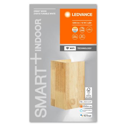 Ledvance - LED Dimmable φωτιστικό τοίχου SMART+ WOOD LED/12W/230V 3000-6500K Wi-Fi