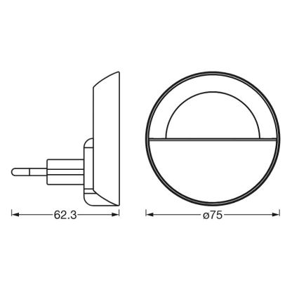 Ledvance - LED Dimming φωτάκι νυκτός LUNETTA LED/0,7W/230V