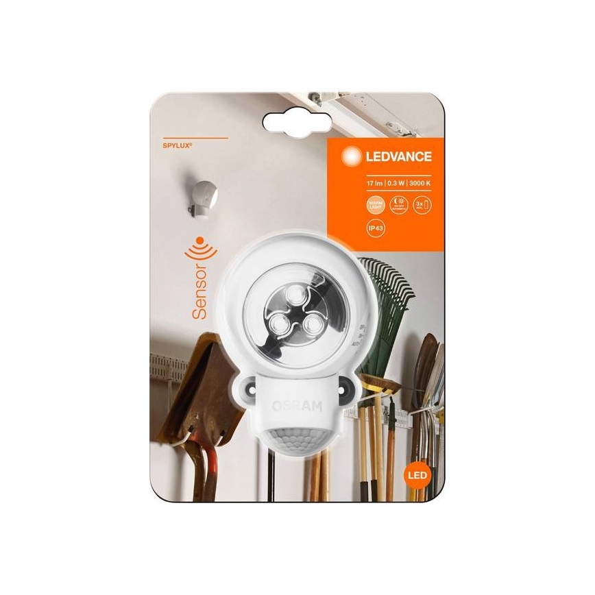 Ledvance -LED Φωτιστικό προσανατολισμού εξωτερικού χώρου με αισθητήρα SPYLUX LED/0,3W/3xAA IP43