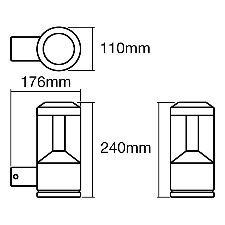 Ledvance - LED Φωτιστικό τοίχου εξωτερικού χώρου LANTERN 1xLED/12W/230V IP44