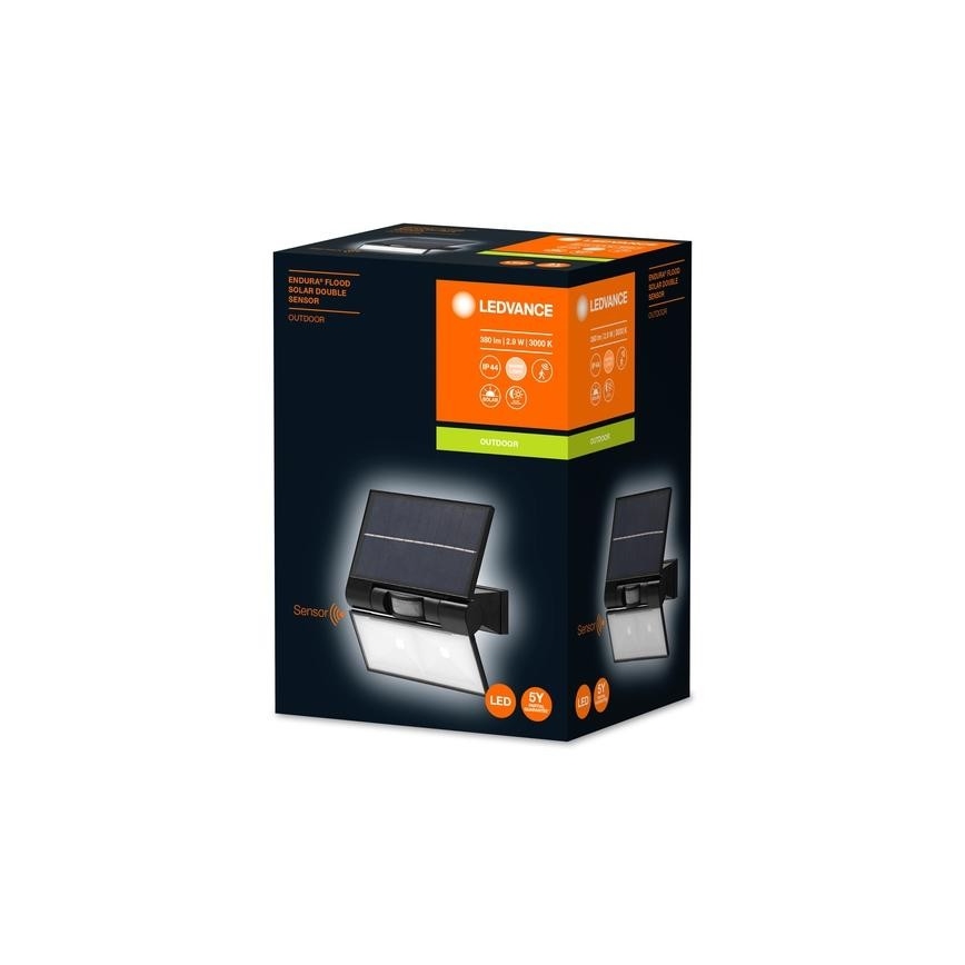 Ledvance - LED Εξωτερικός ηλιακός επιτοίχιος προβολέας με αισθητήρα κίνησης και λυκόφωτος FLOOD LED/2,9W/3,7V 2600 mAh IP44
