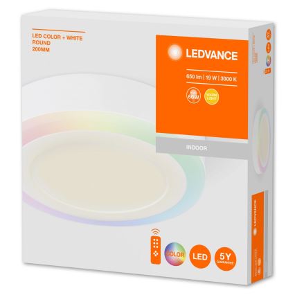 Ledvance - LED RGB Ρυθμιζόμενο Φωτιστικό Οροφής LED/19W/230V με τηλεχειριστήριο