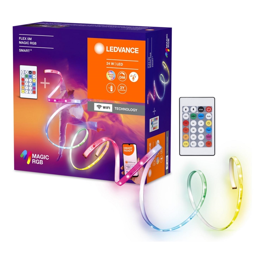 Ledvance - LED RGB Dimmable ταινία SMART+ MAGIC FLEX 5m LED/24W/230V Wi-Fi + τηλεχειριστήριο