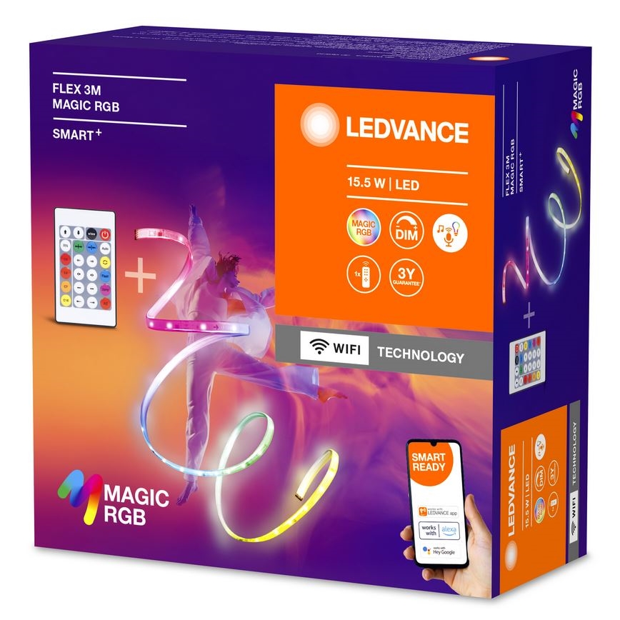 Ledvance - LED RGB Dimmable ταινία SMART+ MAGIC FLEX 3m LED/15,5W/230V Wi-Fi + τηλεχειριστήριο
