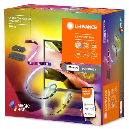 Ledvance - LED RGB Dimmable ταινία για TV SYNCH BOX FLEX SMART+ MAGIC 4,5m LED/18W/230V Wi-Fi