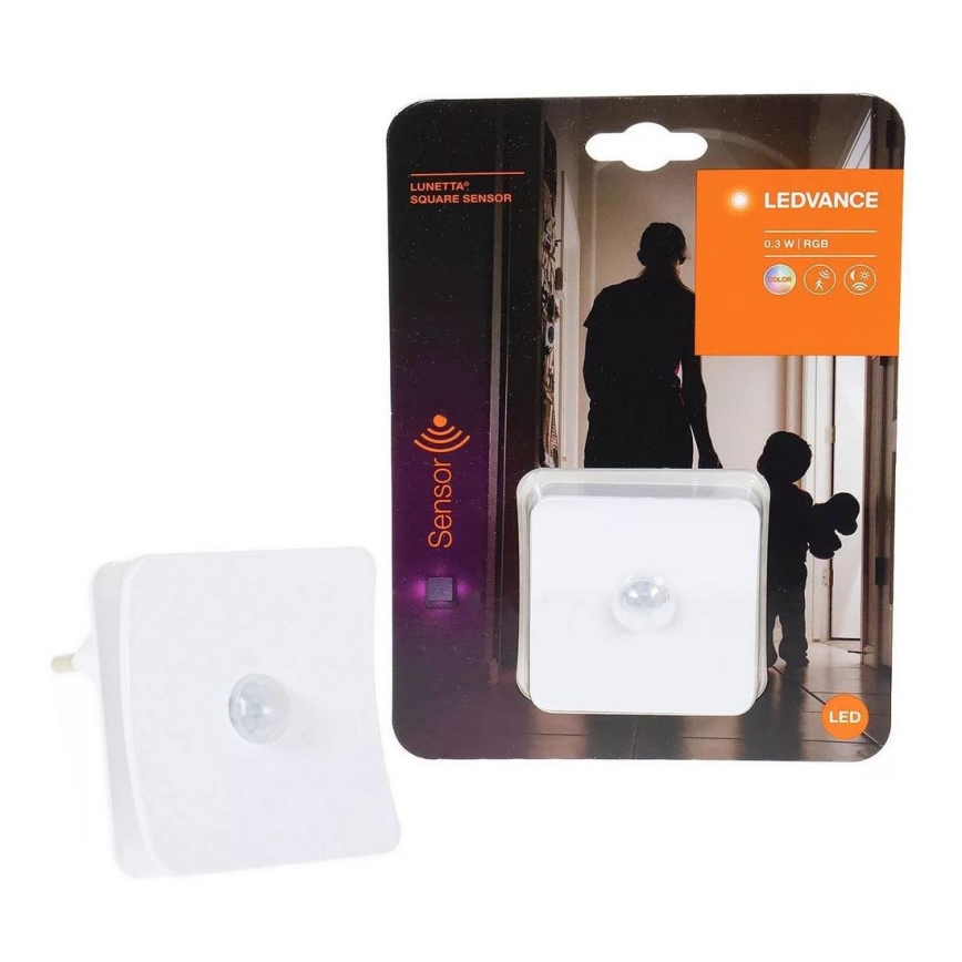 Ledvance - LED RGB Φωτιστικό προσανατολισμού με αισθητήρα για πρίζα LUNETTA LED/0,3W/230V