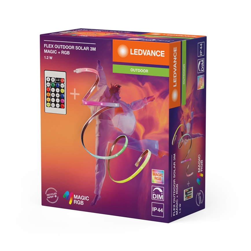 Ledvance - LED RGB ρυθμιζόμενη ηλιακή ταινία FLEX MAGIC 3m LED/1,2W/3,7V 2000 mAh IP44 + τηλεχειριστήριο