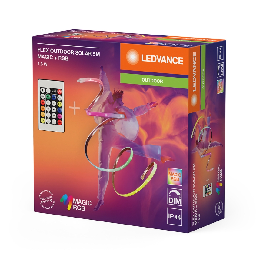 Ledvance - LED RGB Ρυθμιζόμενη ηλιακή ταινία FLEX MAGIC 5m LED/1,6W/5V + τηλεχειριστήριο