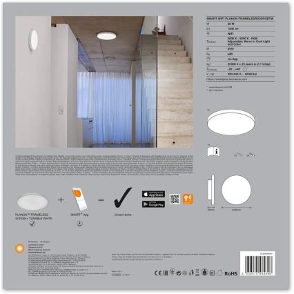 Ledvance - LED RGB+TW  Φωτιστικό οροφής με ρύθμιση φωτισμού  SMART+ FRAMELESS LED/20W/230V 3000K-6500K Wi-Fi