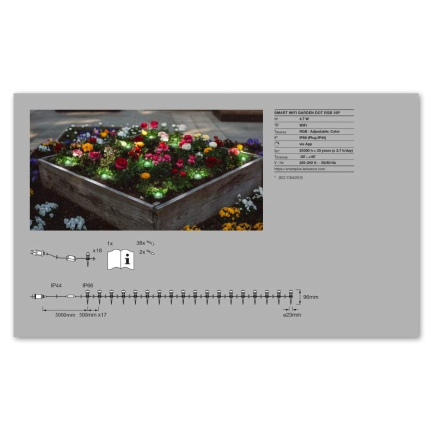 Ledvance - LED RGB Εξωτερικό διακοσμητικό φωτιστικό SMART+ DOT 18xLED/4W/230V IP65 Wi-Fi