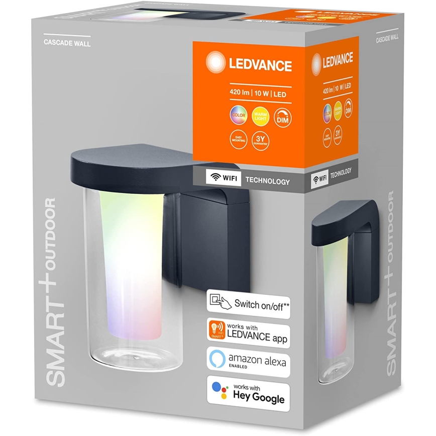 Ledvance - LED RGBW Dimmable φωτιστικό τοίχου εξωτερικού χώρου SMART+ CASCADE LED/10W/230V Wi-Fi IP44
