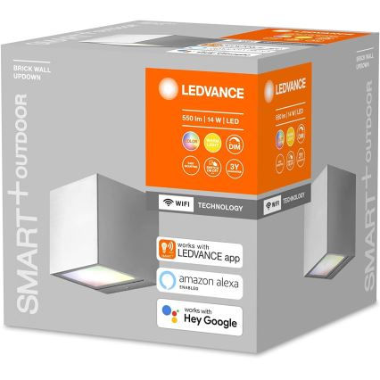 Ledvance - LED RGBW Dimmable φωτιστικό τοίχου εξωτερικού χώρου BRICK LED/14W/230V Wi-Fi IP44