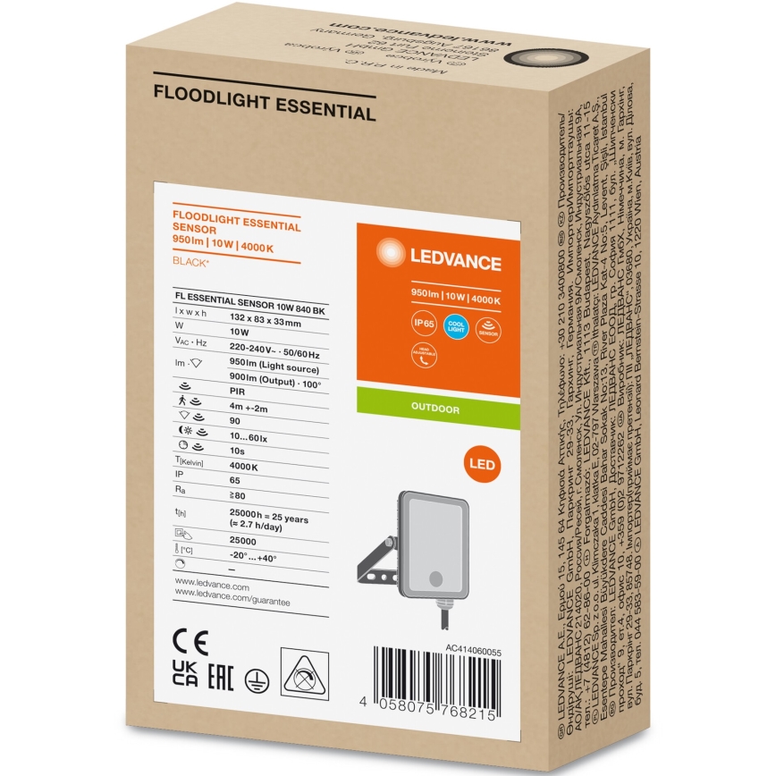 Ledvance - LED Εξωτερικός Προβολέας με Αισθητήρα FLOODLIGHT LED/10W/230V 4000K IP65