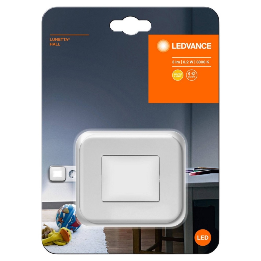Ledvance - LED νυχτερινό φωτιστικό με αισθητήρα λυκόφωτος LUNETTA LED/0,2W/230V 3000K