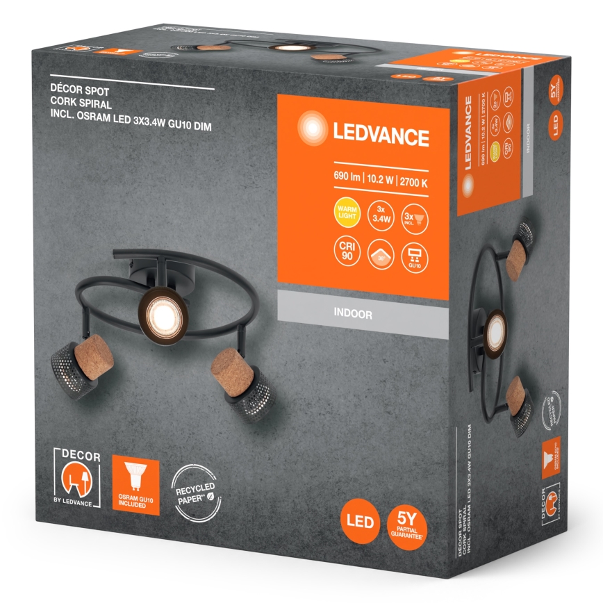 Ledvance - LED Σποτ DECOR CORK 3xGU10/3,4W/230V