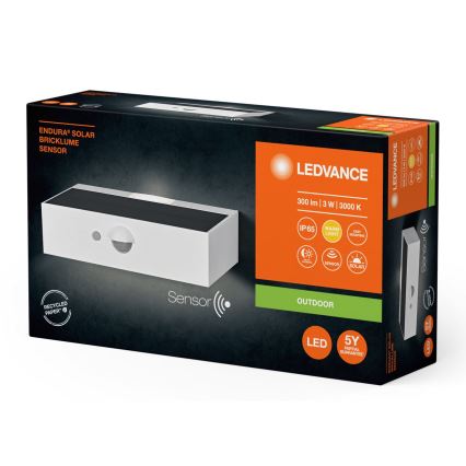 Ledvance - Ηλιακό φωτιστικό τοίχου LED με αισθητήρα ENDURA SOLAR LED/3W/4,2V IP65