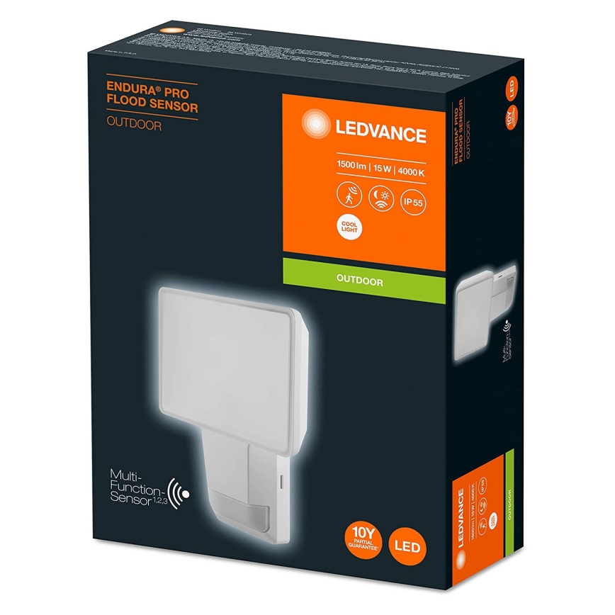 Ledvance - Προβολέας τοίχου εξωτερικού χώρου LED με αισθητήρα FLOOD LED/15W/230V  IP55