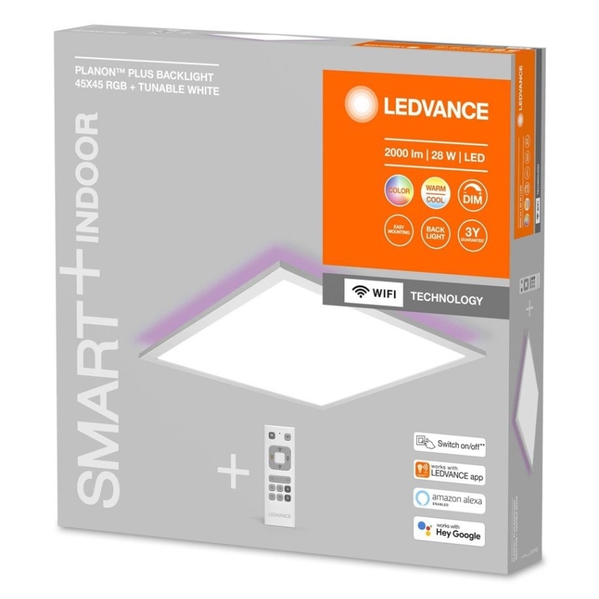 Ledvance - LED RGBW ρυθμιζόμενο πάνελ SMART+ PLANON LED/28W/230V 45x45 cm Wi-Fi + τηλεχειριστήριο