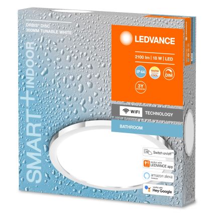 Ledvance - LED Ρυθμιζόμενο φωτιστικό μπάνιου SMART+ DISC LED/18W/230V 3000-6500K Wi-Fi IP44