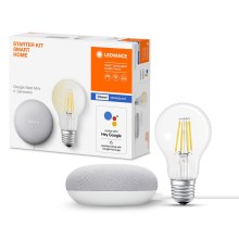 Ledvance - Smart Google Nest Mini Wi-Fi Smart Speaker + LED Dimmable SMART+ bulb E27/6.5W/230V