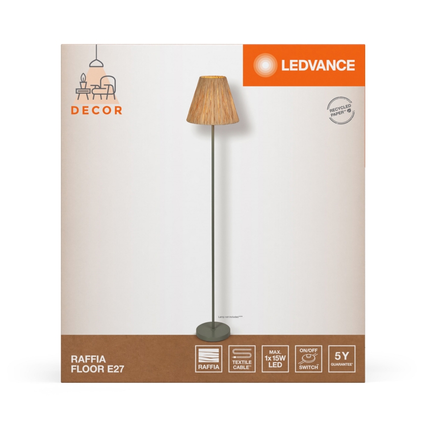 Ledvance - Επιδαπέδια λάμπα DECOR RAFFIA 1xE27/15W/230V ίνες raffia