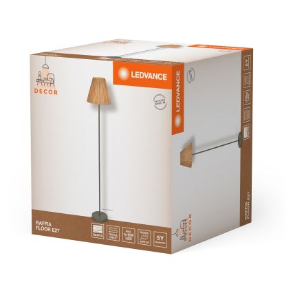 Ledvance - Επιδαπέδια λάμπα DECOR RAFFIA 1xE27/15W/230V ίνες raffia
