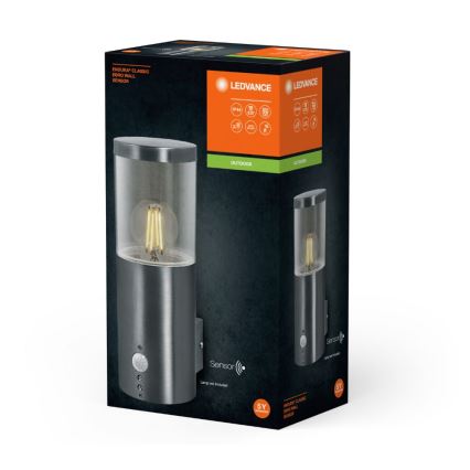 Ledvance - Εξωτερικό επιτοίχιο φωτιστικό με αισθητήρα EBRO 1xE27/20W/230V IP44