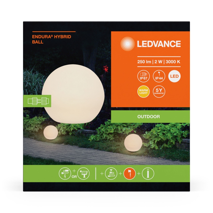 Ledvance - Εξωτερικό φωτιστικό LED ENDURA HYBRID BALL LED/2W/12V IP44