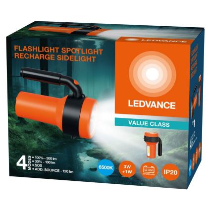 Ledvance - Επαναφορτιζόμενος φακός LED με ένα power bank FLASHLIGHT LED/3W/5V 2400 mAh