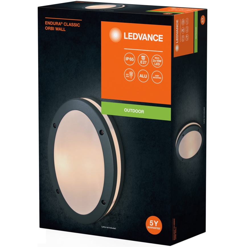 Ledvance - Επιτοίχιο φωτιστικό εξωτερικού χώρου ORBI 2xE27/18W/230V IP65