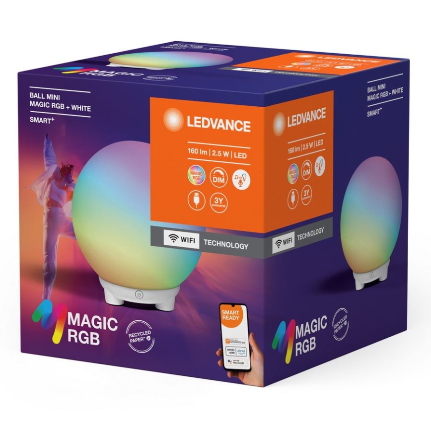 Ledvance - LED RGBW Dimmable επαναφορτιζόμενο επιτραπέζιο φωτιστικό SMART+ MAGIC LED/2,5W/5V 2200-6500K Wi-Fi