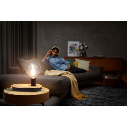 Ledvance - Επιτραπέζιο φωτιστικό αφής με υποδοχή USB connector DECOR WOOD 1xE27/8W/230V καουτσουκόδεντρο