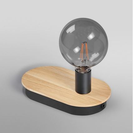 Ledvance - Επιτραπέζιο φωτιστικό αφής με υποδοχή USB connector DECOR WOOD 1xE27/8W/230V καουτσουκόδεντρο