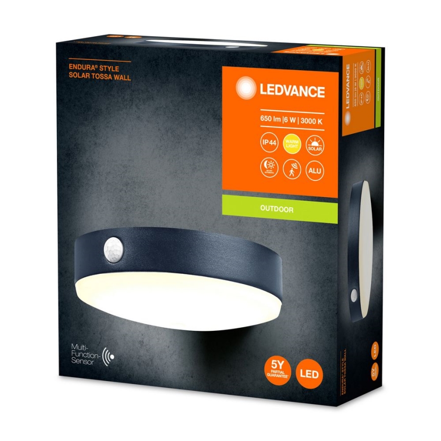 Ledvance - Ηλιακό φωτιστικό τοίχου LED με αισθητήρα ENDURA STYLE LED/6W/3,7V 1420 mAh IP44