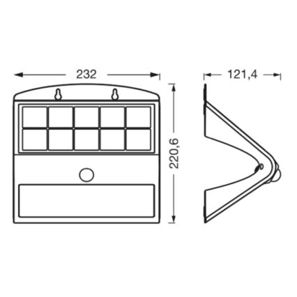 Ledvance - Ηλιακό φωτιστικό τοίχου LED με αισθητήρα ΠΕΤΑΛΟΥΔΑ LED/8W/3,7V IP65