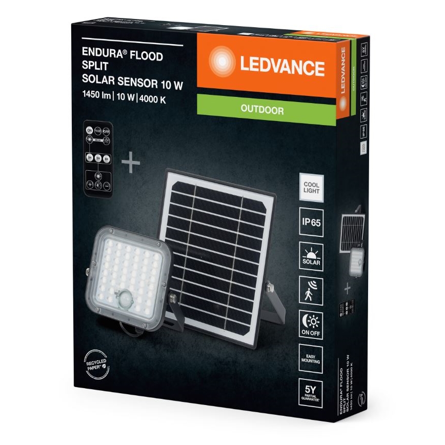 Ledvance - LED Dimming ηλιακός προβολέας με αισθητήρα FLOOD SPLIT LED/10W/7,4V IP65 + τηλεχειριστήριο