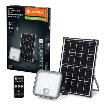 Ledvance - LED Dimming solar προβολέας με αισθητήρα FLOOD SPLIT LED/30W/6,4V IP65 + τηλεχειριστήριο