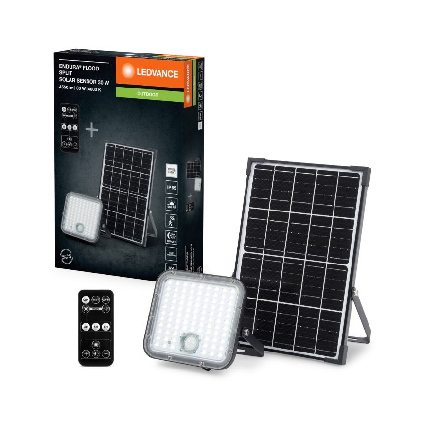 Ledvance - LED Dimming solar προβολέας με αισθητήρα FLOOD SPLIT LED/30W/6,4V IP65 + τηλεχειριστήριο