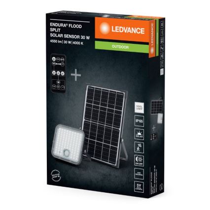 Ledvance - LED Dimming solar προβολέας με αισθητήρα FLOOD SPLIT LED/30W/6,4V IP65 + τηλεχειριστήριο