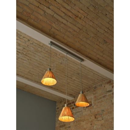 Ledvance - Κρεμαστό φωτιστικό οροφής DECOR RAFFIA 3xE27/15W/230V ίνες raffia