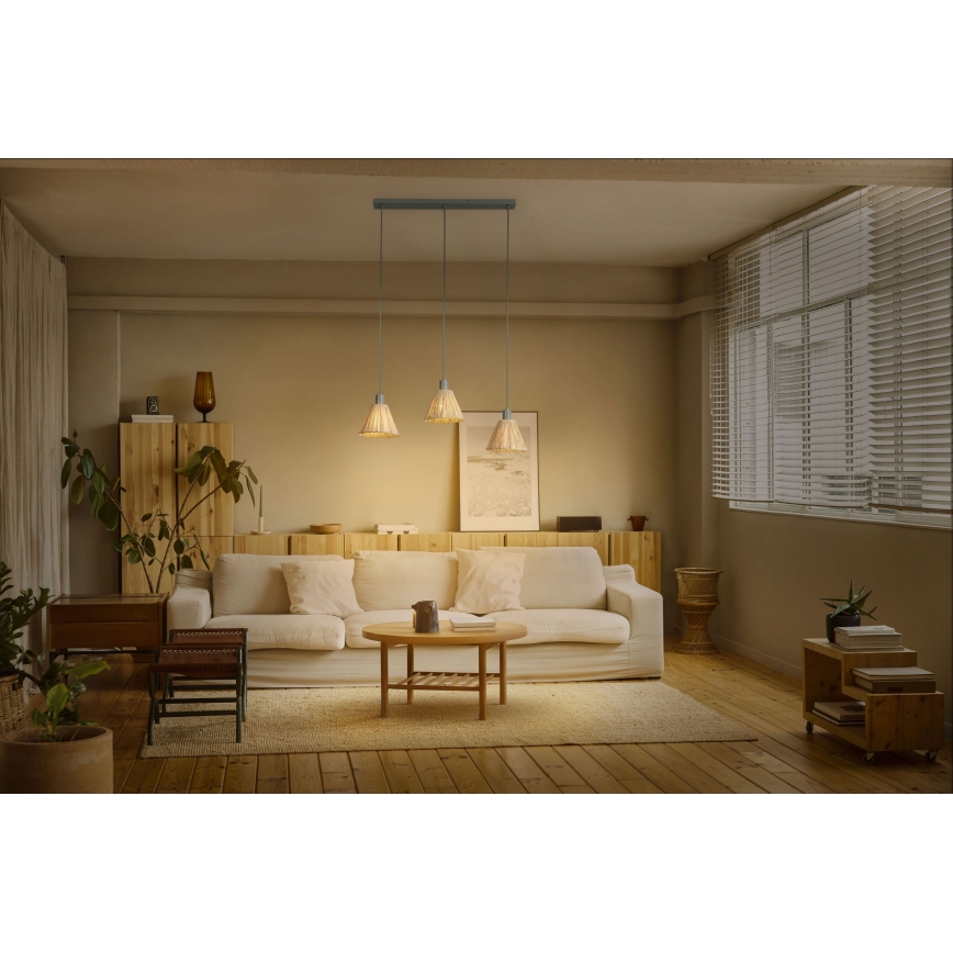 Ledvance - Κρεμαστό φωτιστικό οροφής DECOR RAFFIA 3xE27/15W/230V ίνες raffia