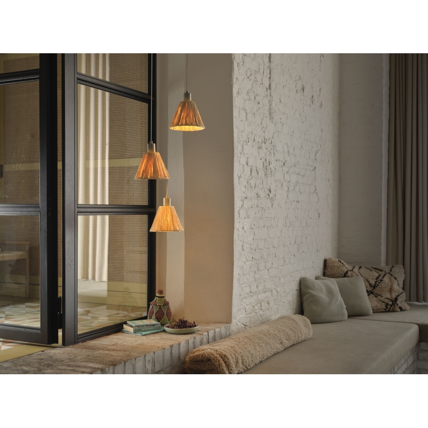 Ledvance - Κρεμαστό φωτιστικό οροφής DECOR RAFFIA 3xE27/15W/230V ίνες raffia